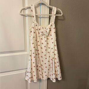 Altar'd State White Dress with Red Floral Pattern